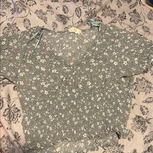Altar'd State Sage Green Floral Crop Top